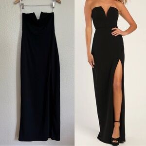 NWOT Dedicated to Glamour Black Strapless Maxi Dress